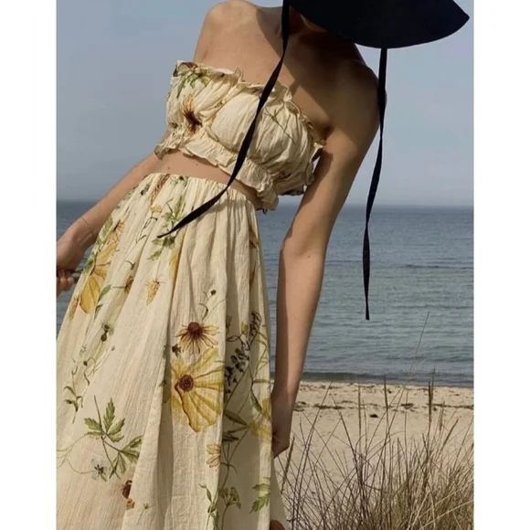 H&M Wildflower Collection Crop Top and Skirt Set sz L - Picture 6 of 13